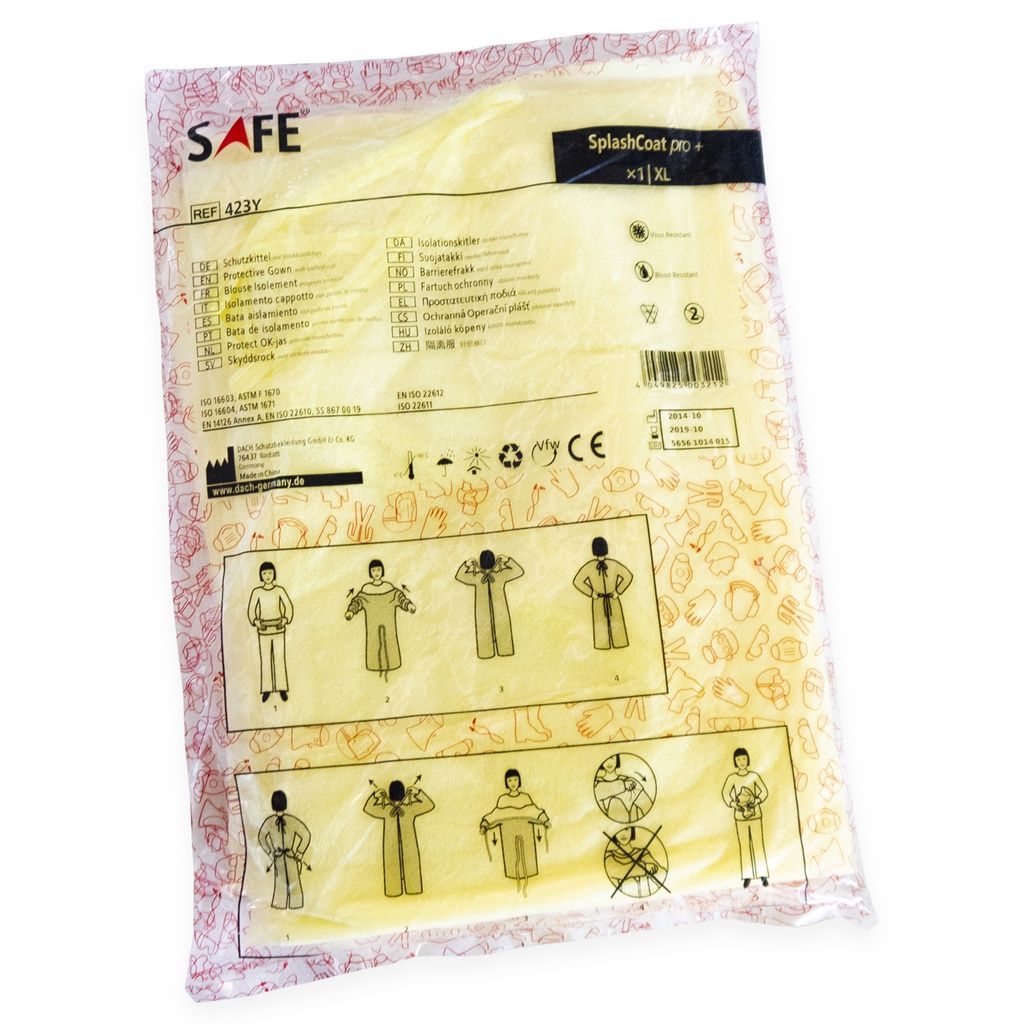 SplashCoat+ gelb, medizin. Einweg-Schutzkittel 10er Pack