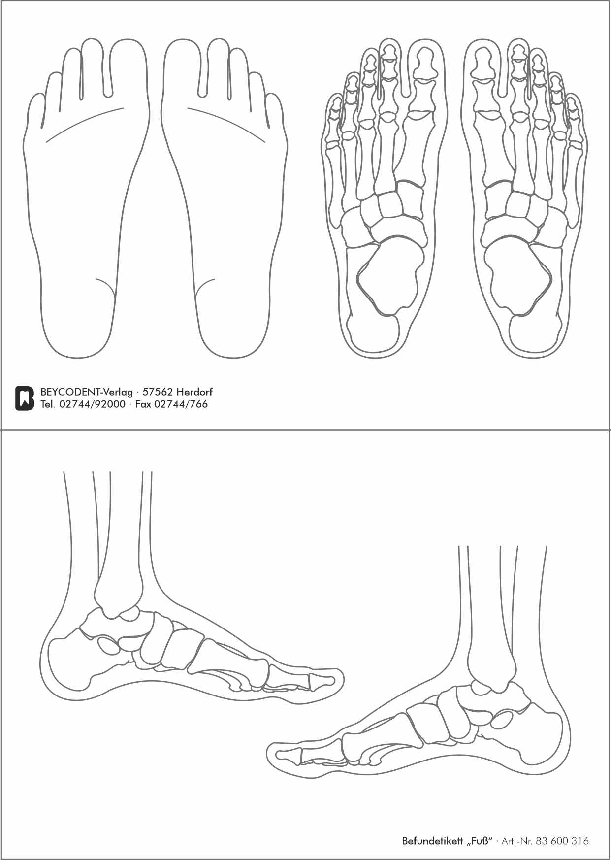 Befundetikett "Fuß"