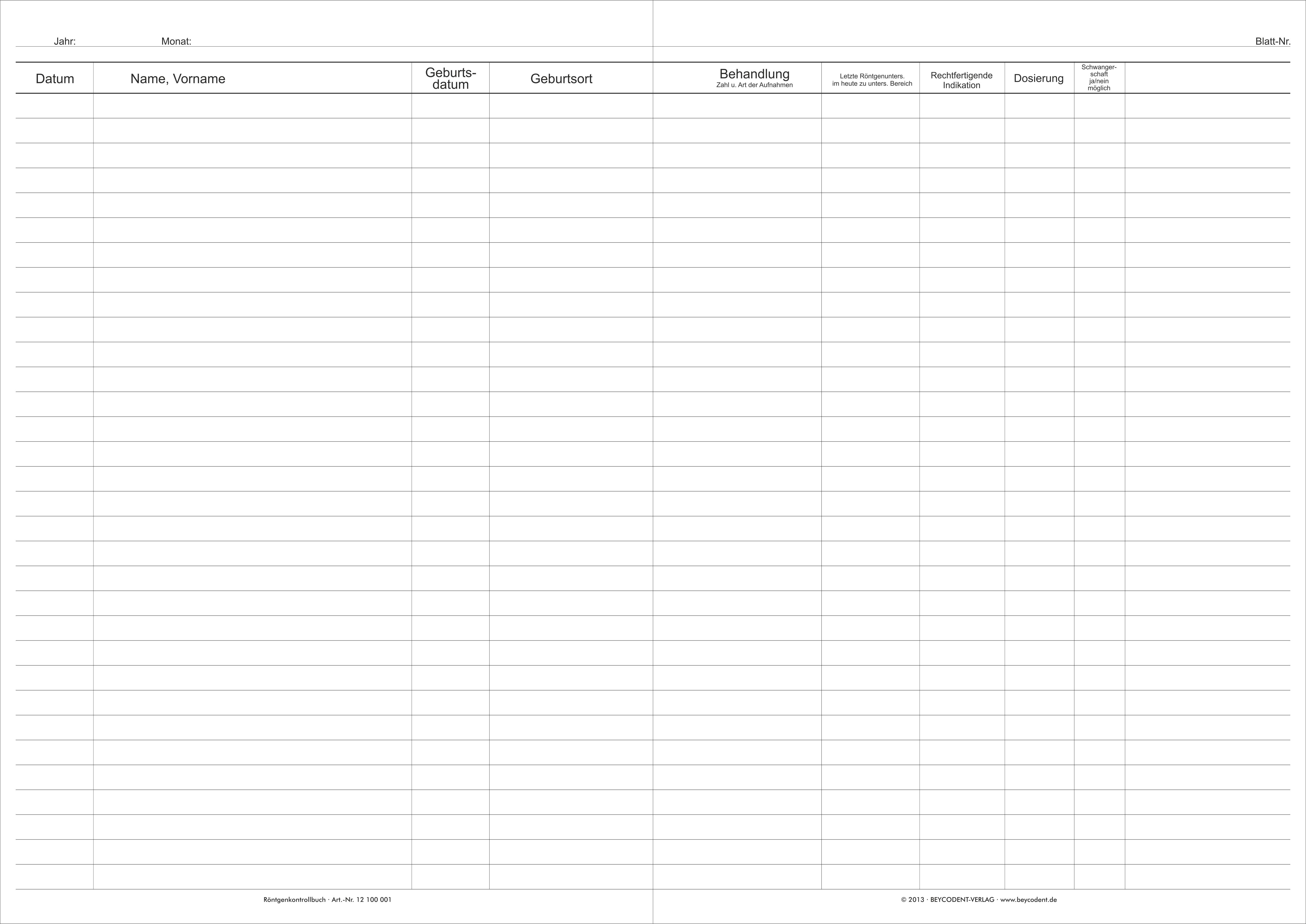 Kontrollbuch Röntgen gemäß StrlSchV