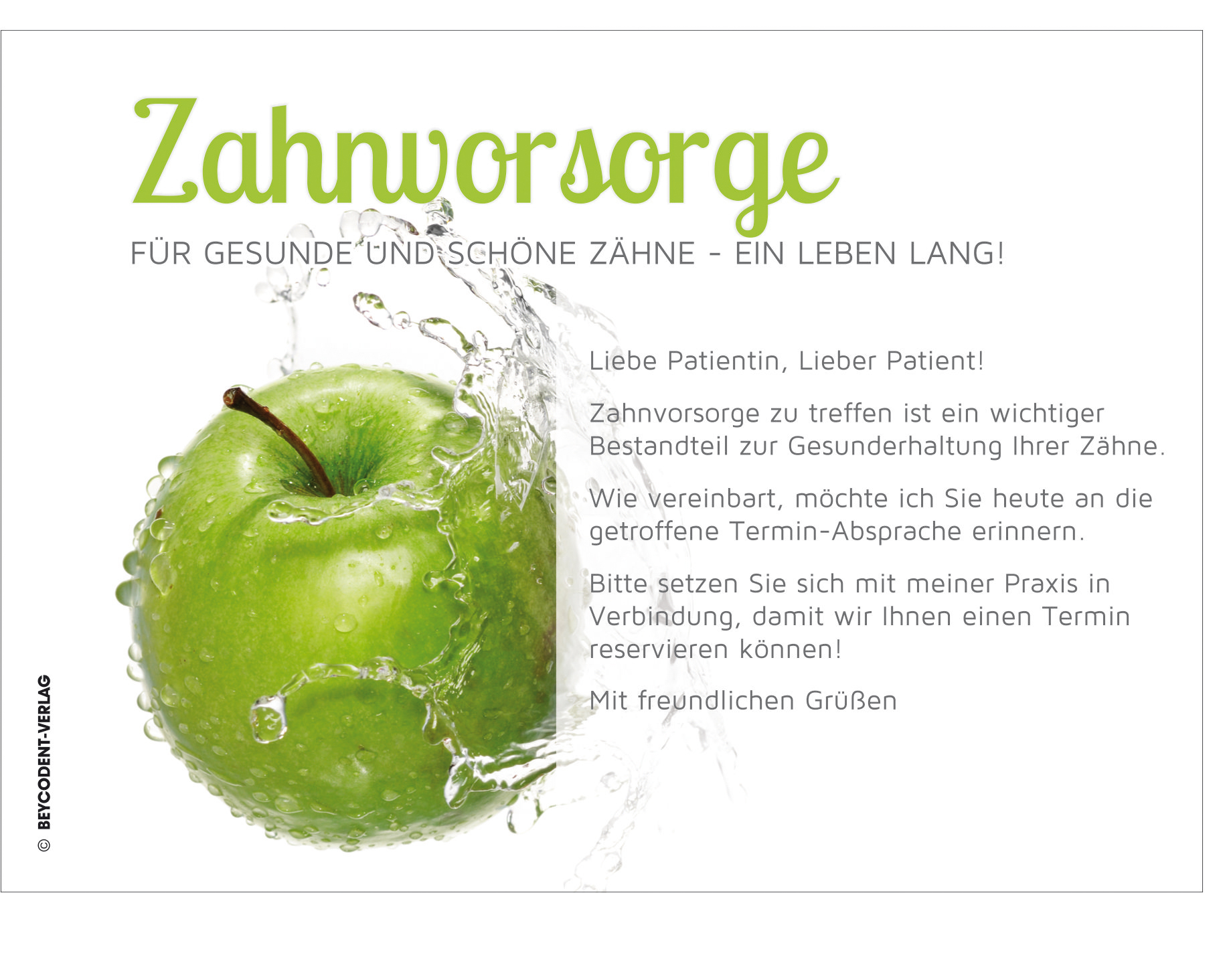 Zahnvorsorgekarte - Motiv: Äpfel