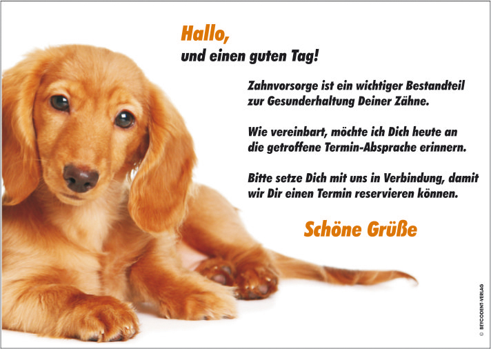 Zahnvorsorgekarte - Kindermotiv: Hund