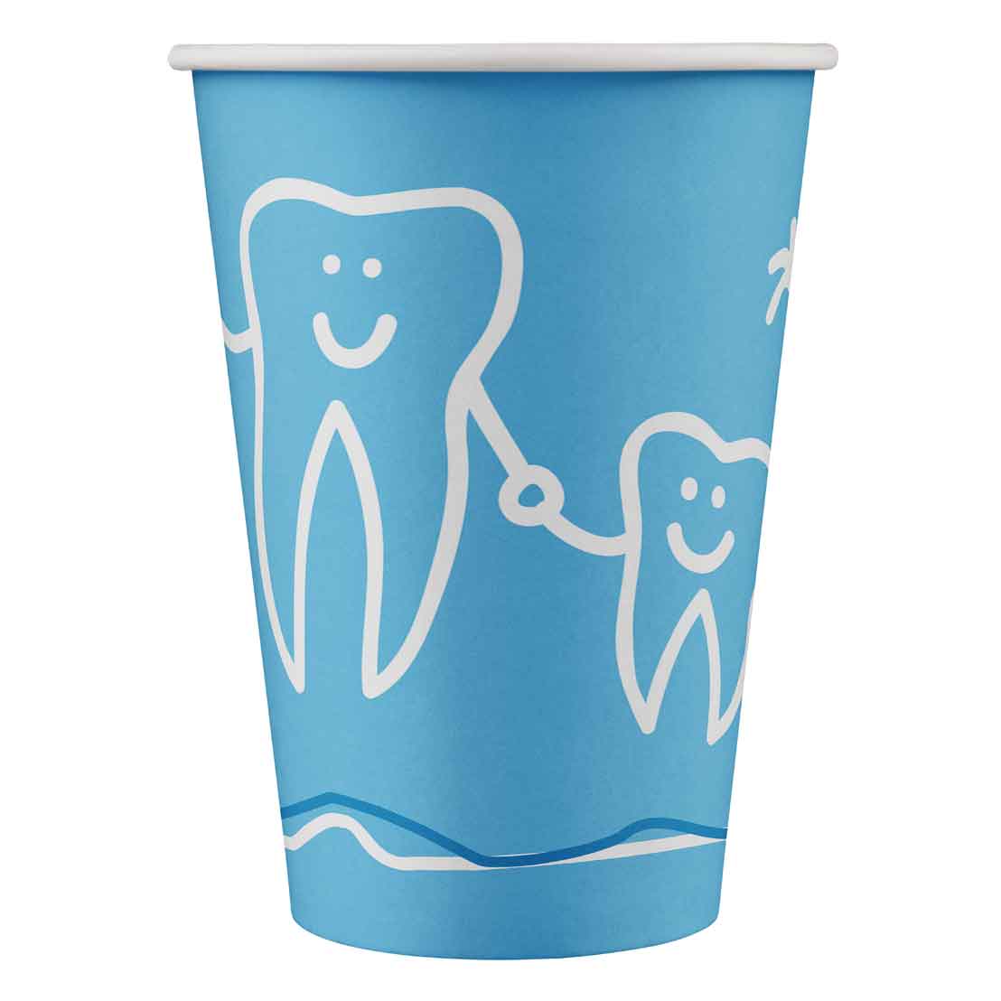 Mundspülbecher Hartpapier, recyclebar, Zahndesign blau, 180ml