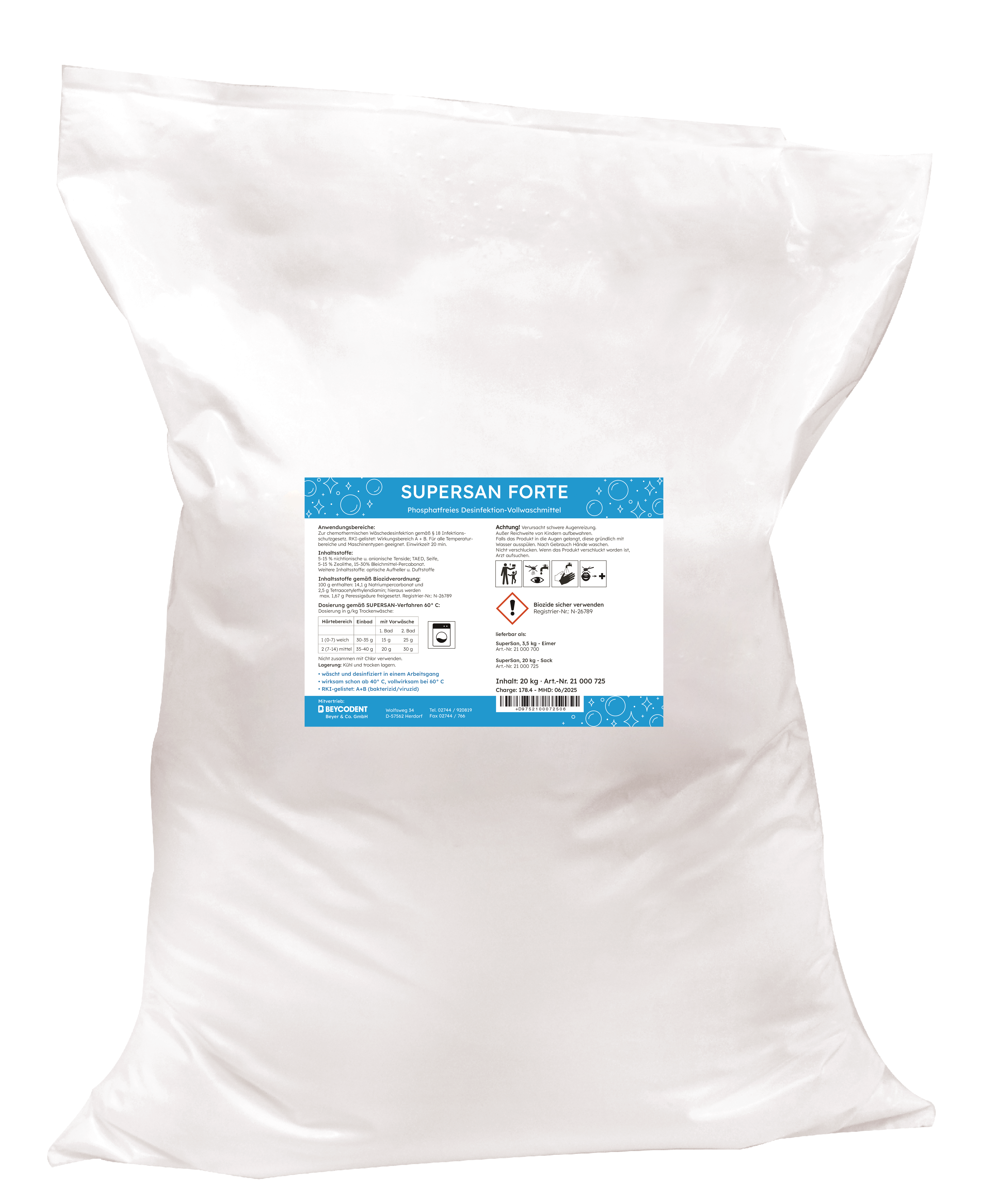 SuperSan forte 20 kg, Desinfektions-Vollwaschmittel