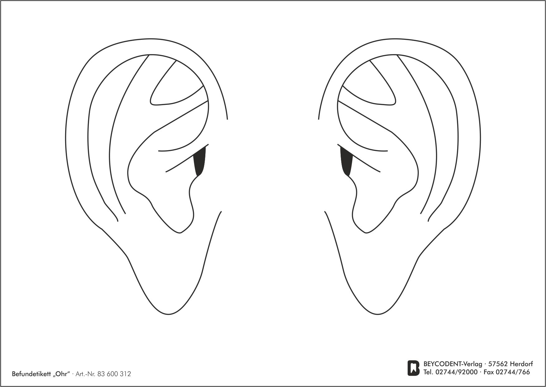 Befundetikett Ohr