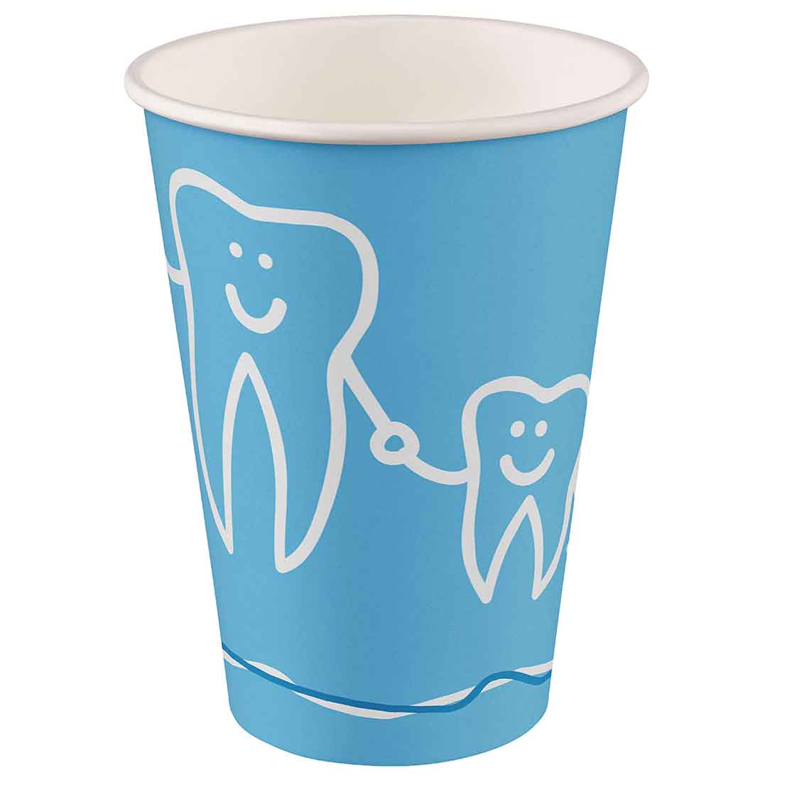 Mundspülbecher Hartpapier, recyclebar, Zahndesign blau, 180ml