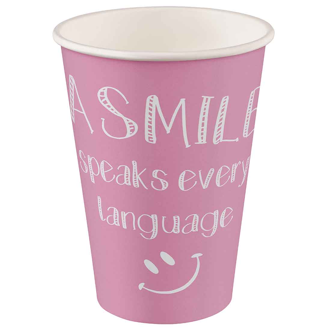 Mundspülbecher Hartpapier, recyclebar, Zahndesign rosa, 180ml