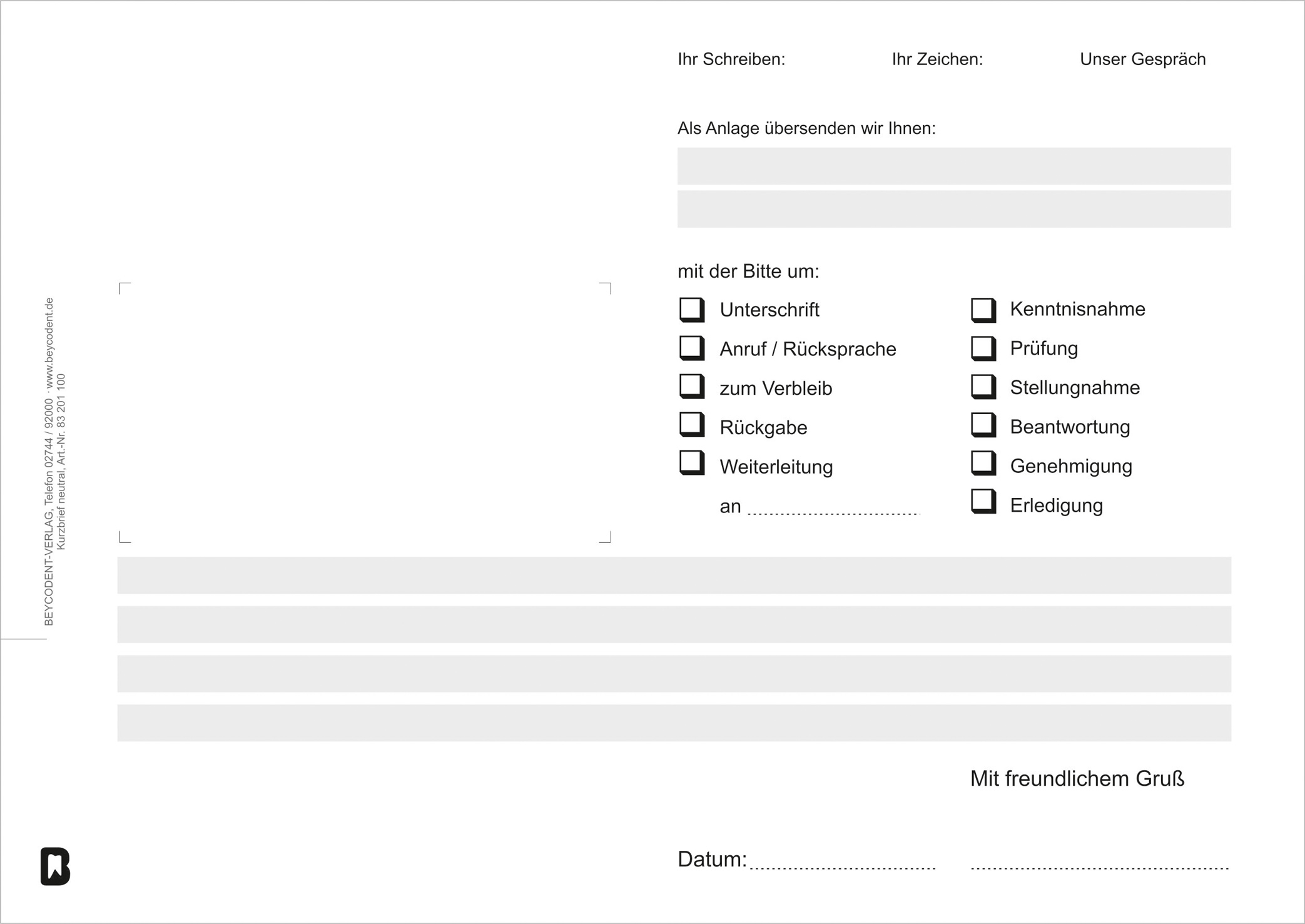 Kurzbriefe DIN A5, neutral, 1-fach