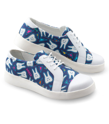 116 Med-Sneaker Damenhalbschuh Zahnmuster blau