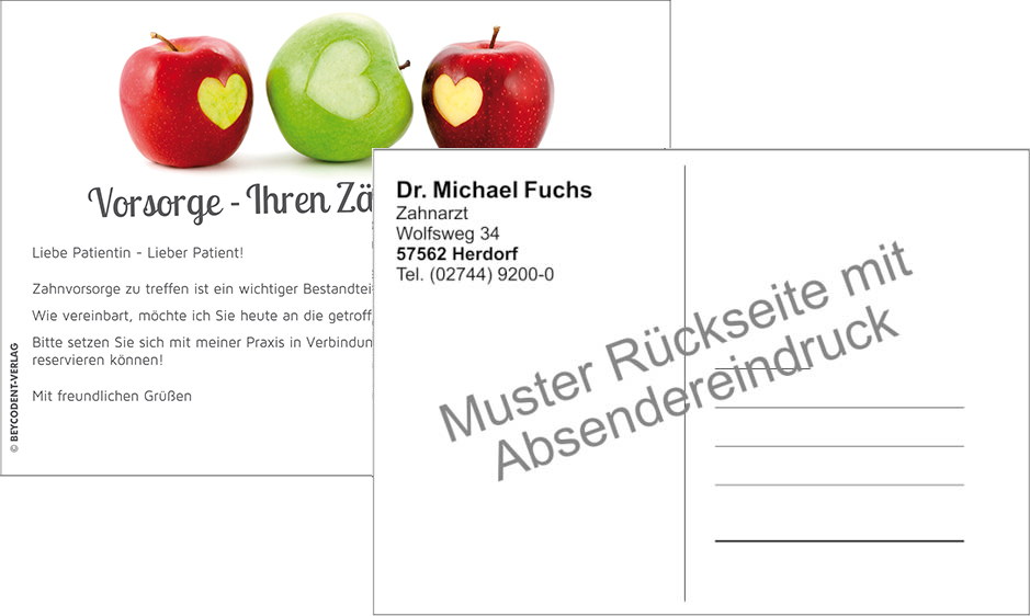 Zahnvorsorgekarte mit Praxiseindruck