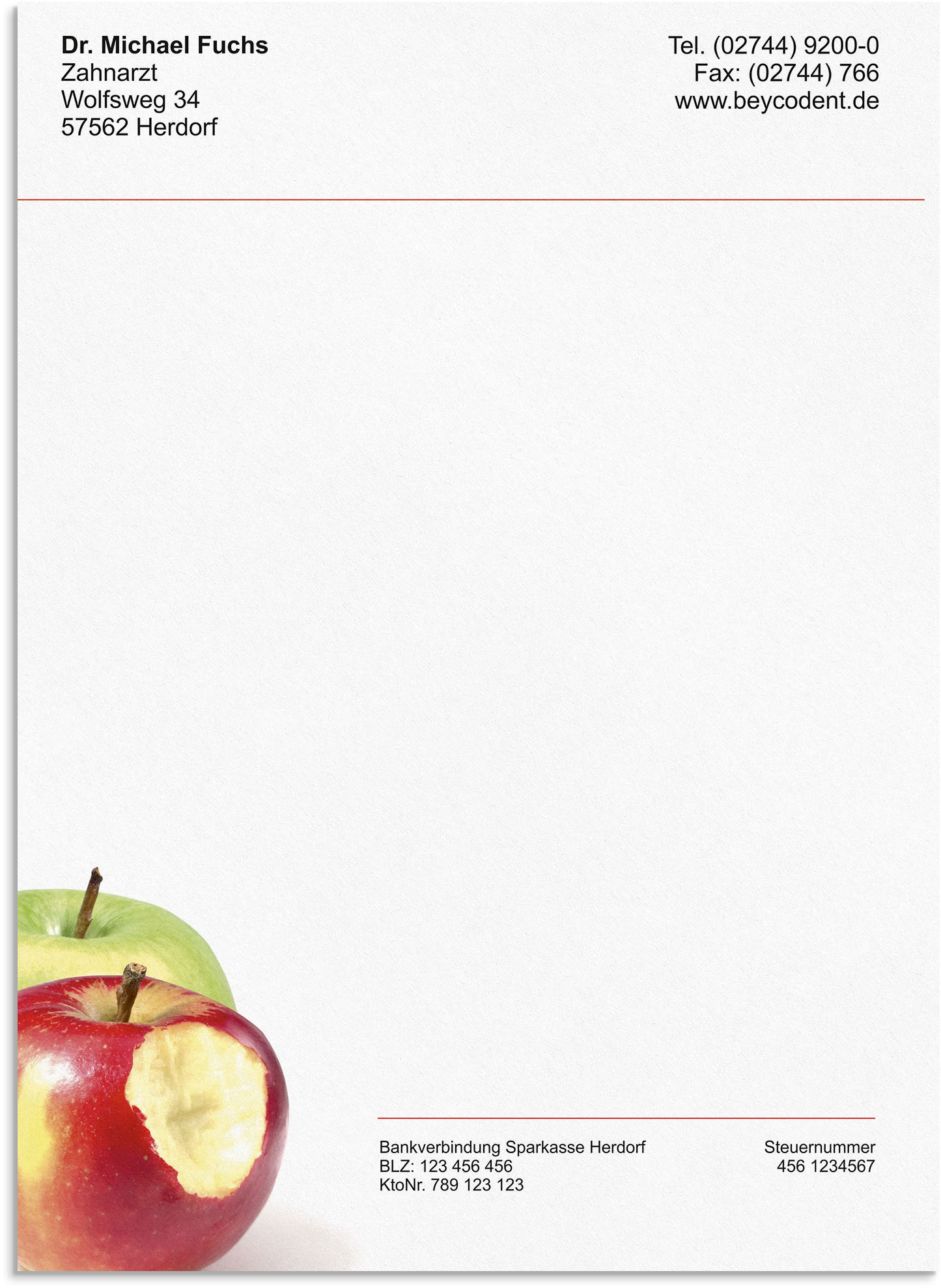 Geschäftsbriefbogen mit Praxiseindruck