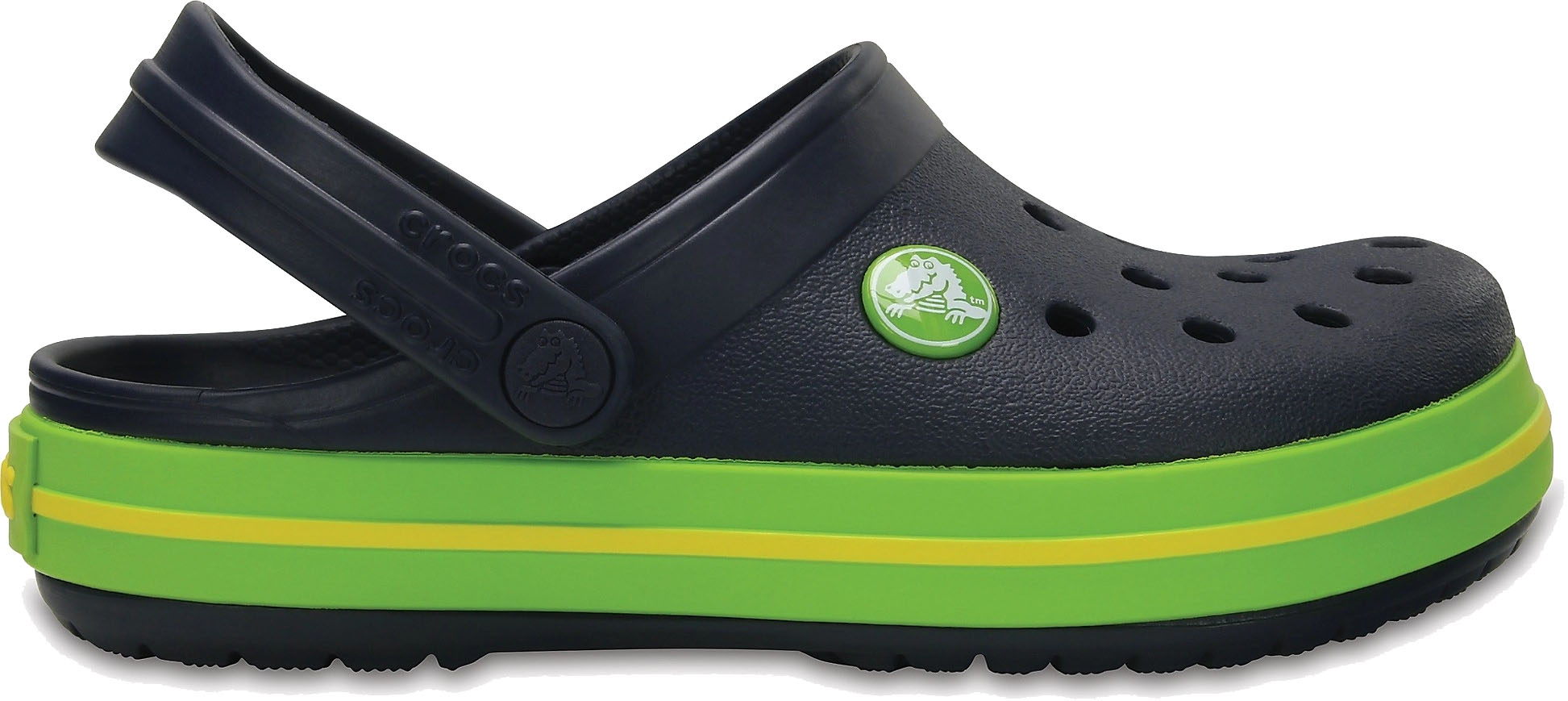 Crocs Crocband II.5 Clog, Navy / Volt Green / Lemon