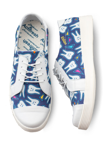 116 Med-Sneaker Damenhalbschuh Zahnmuster blau