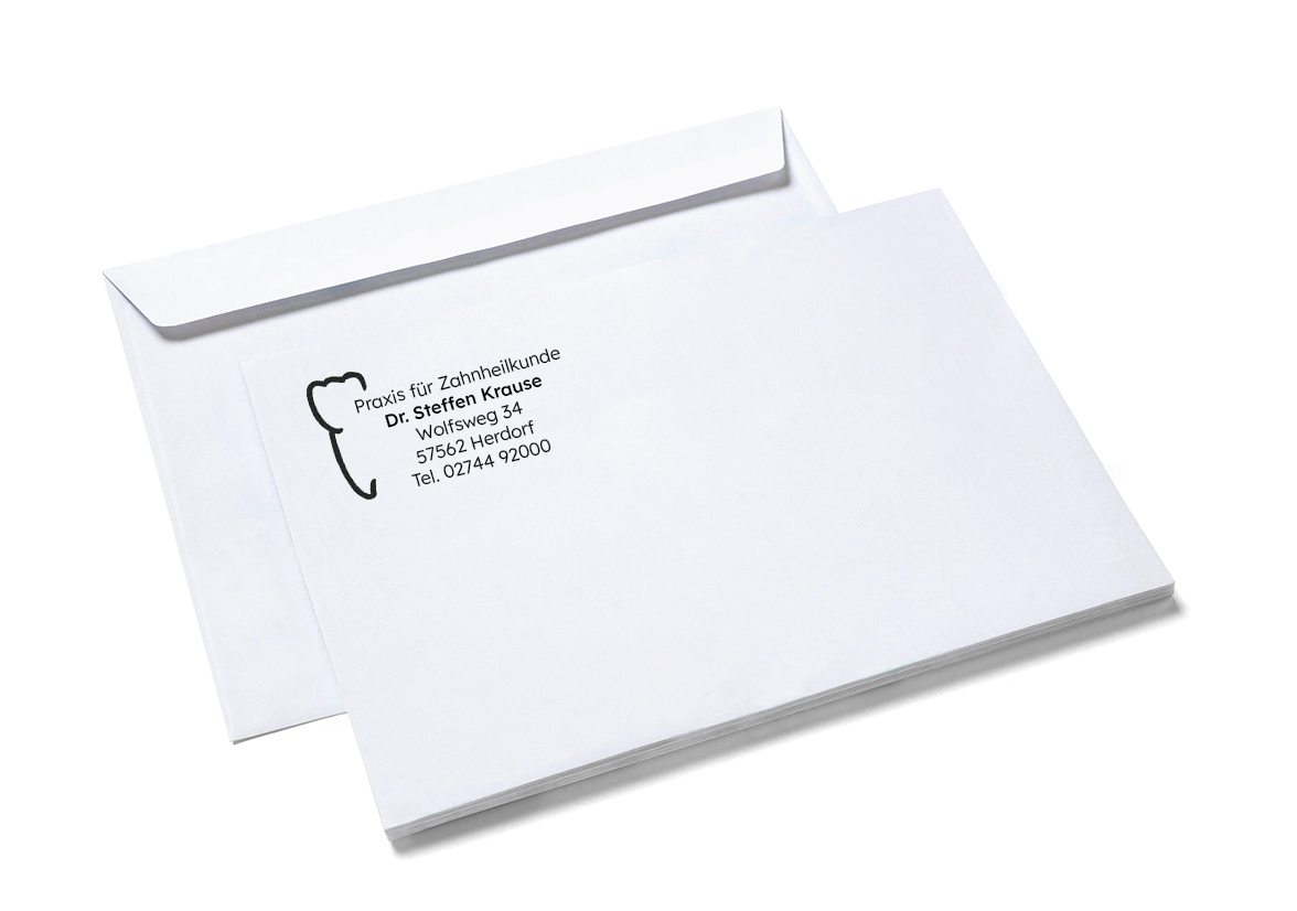 Briefumschlag C6, mit Praxiseindruck