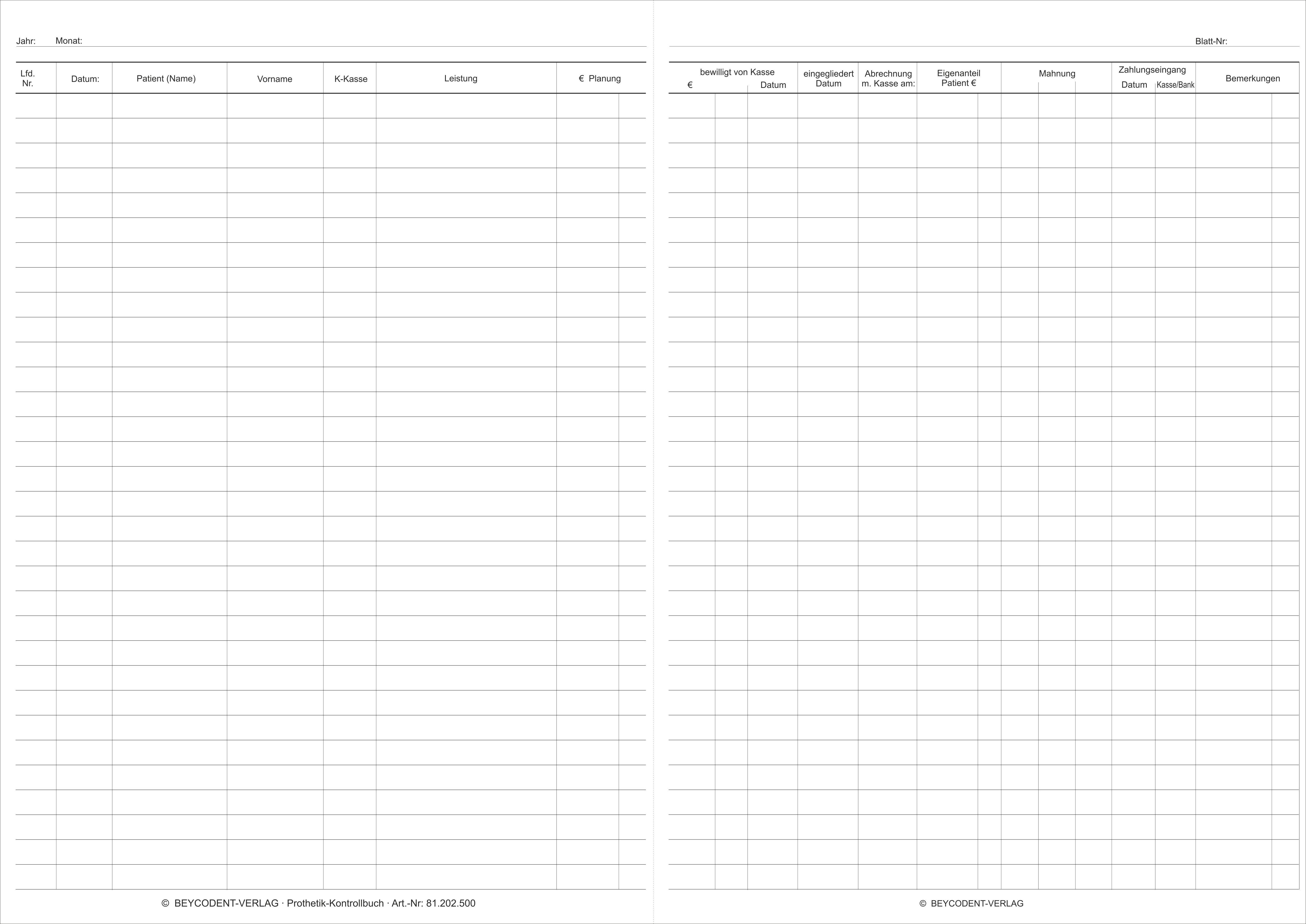 Prothetik-und Rechnungskontrollbuch