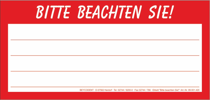"Bitte beachten Sie" - Etiketten 20 Stück
