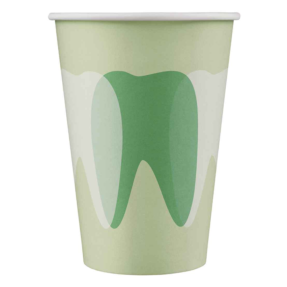 Mundspülbecher Hartpapier, recyclebar, Zahndesign grün, 180ml