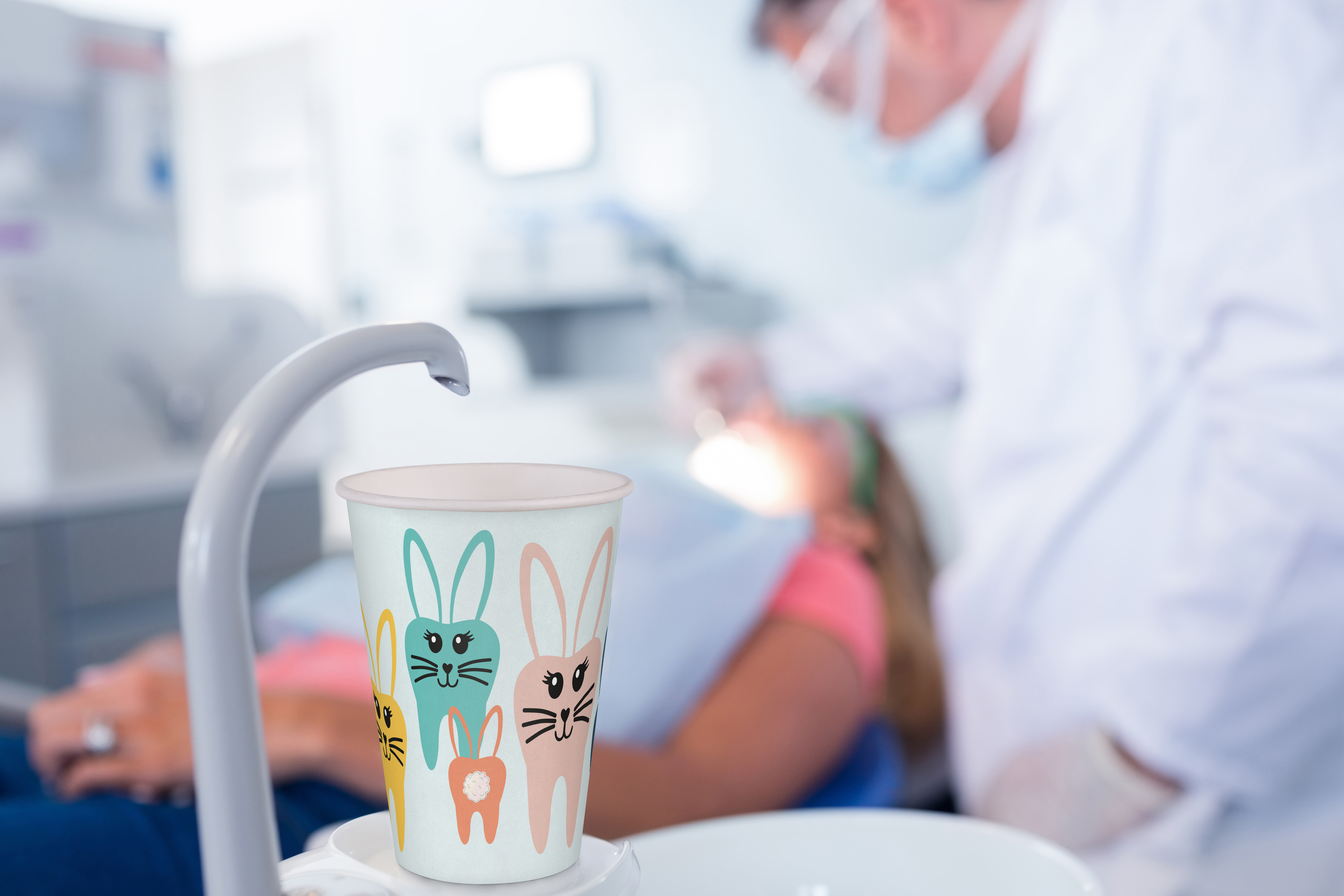 Mundspülbecher Hartpapier, Hasenzahnbande, 180ml