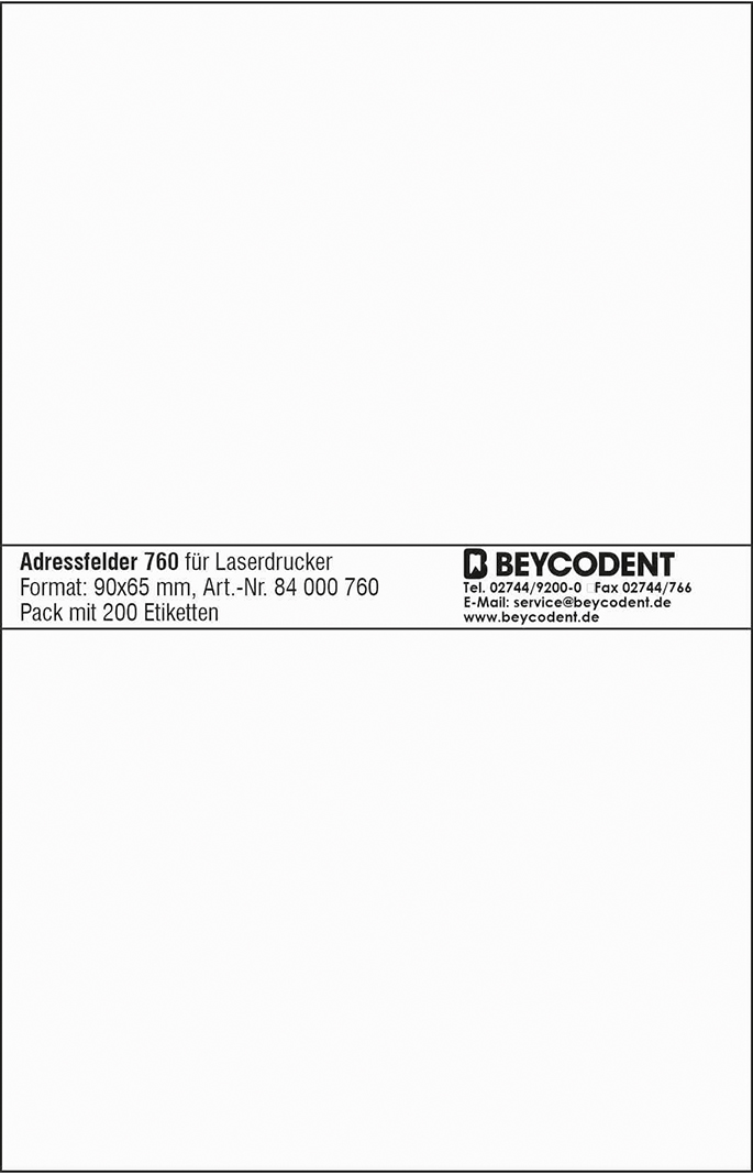 Adressfeld Typ 760 blanko universal weiß