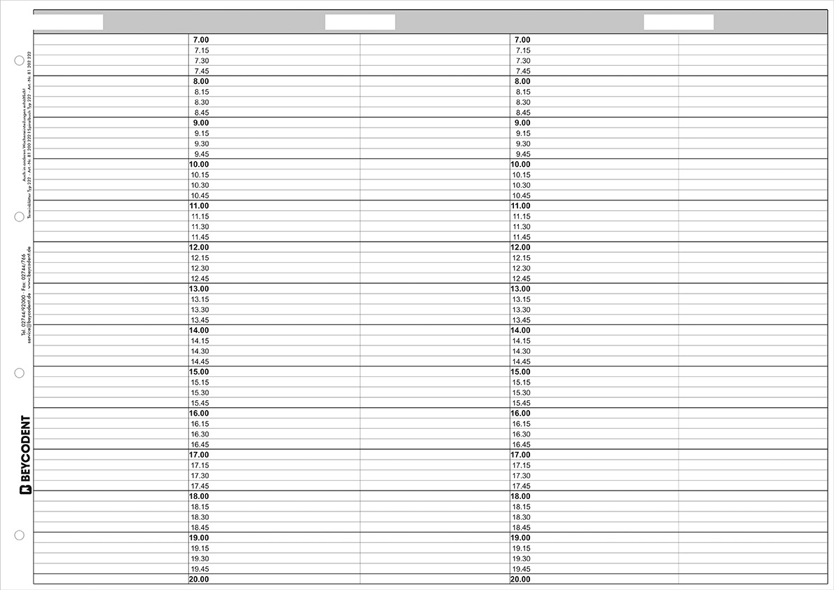 Terminblätter A3-Format für Ringbuch