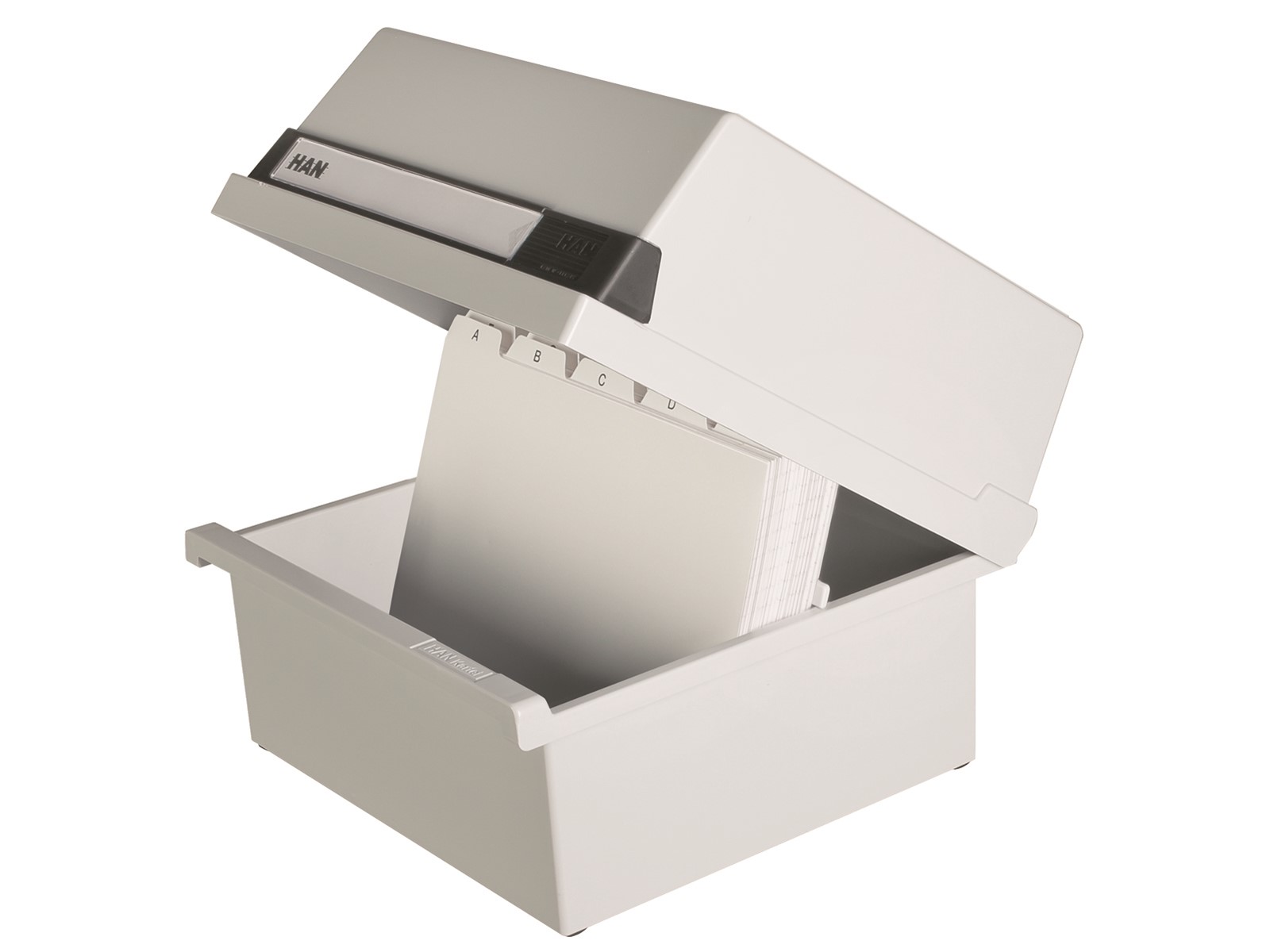 Karteikasten DIN A5 mit Deckel, grau