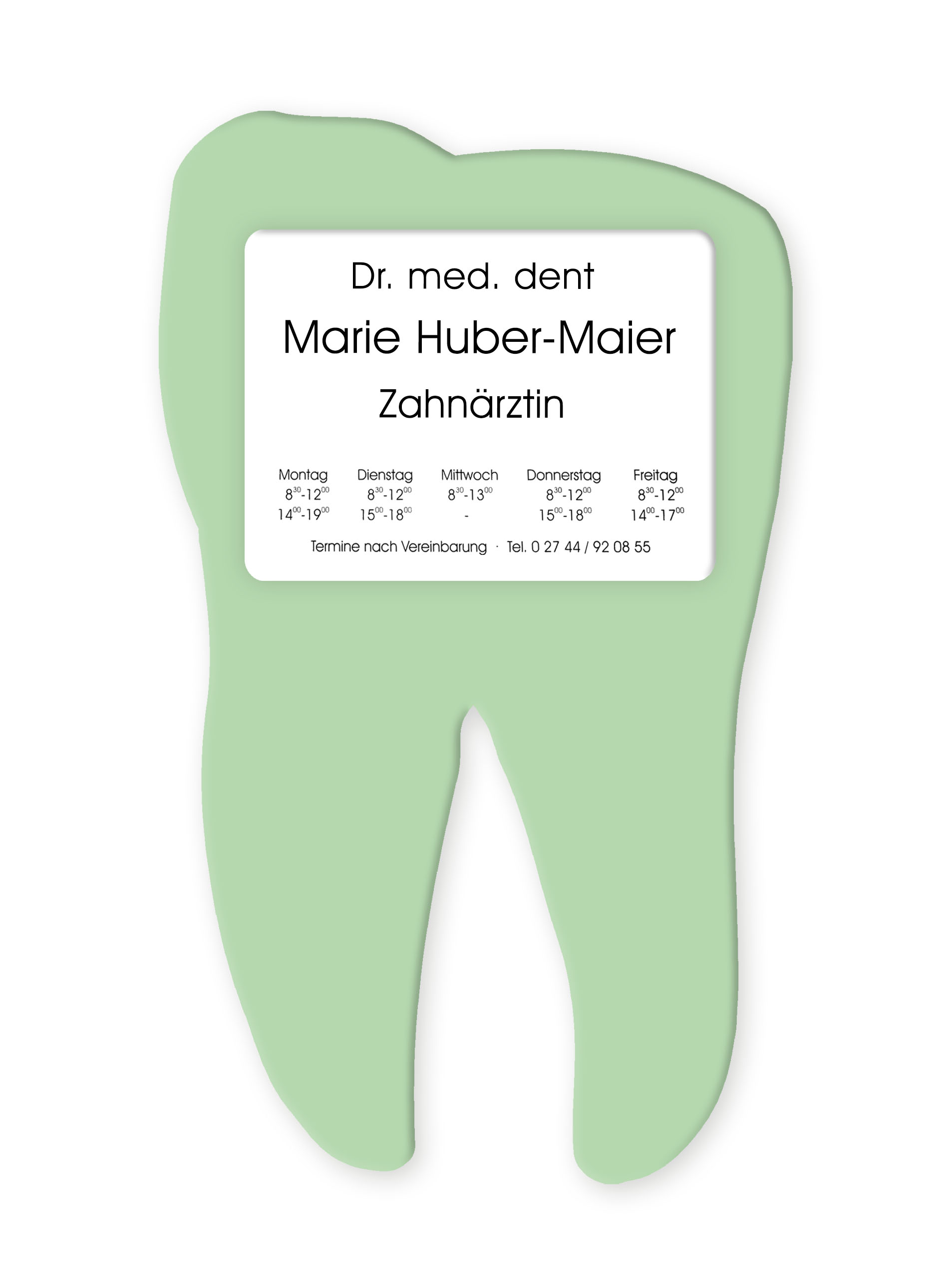 Praxisschild in Zahnform