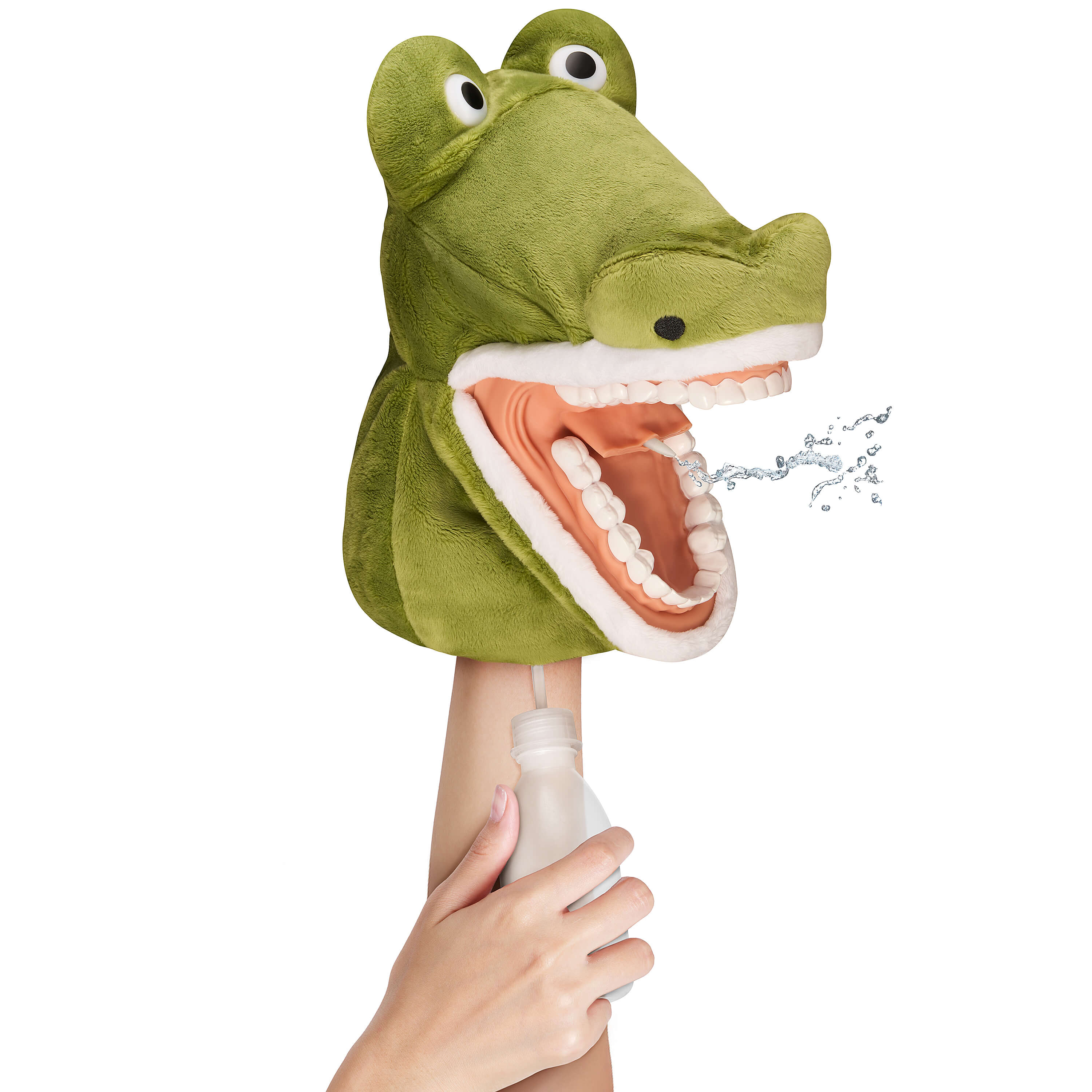 Kroko Zahnputz-Lernpuppe m. Wasserspritze