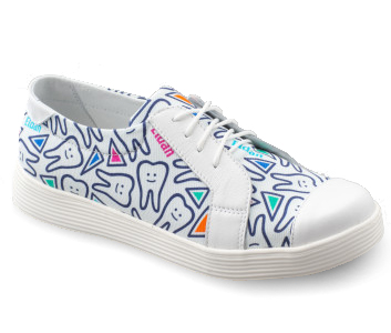 116 Med-Sneaker Damenhalbschuh Zahnmuster/weiß