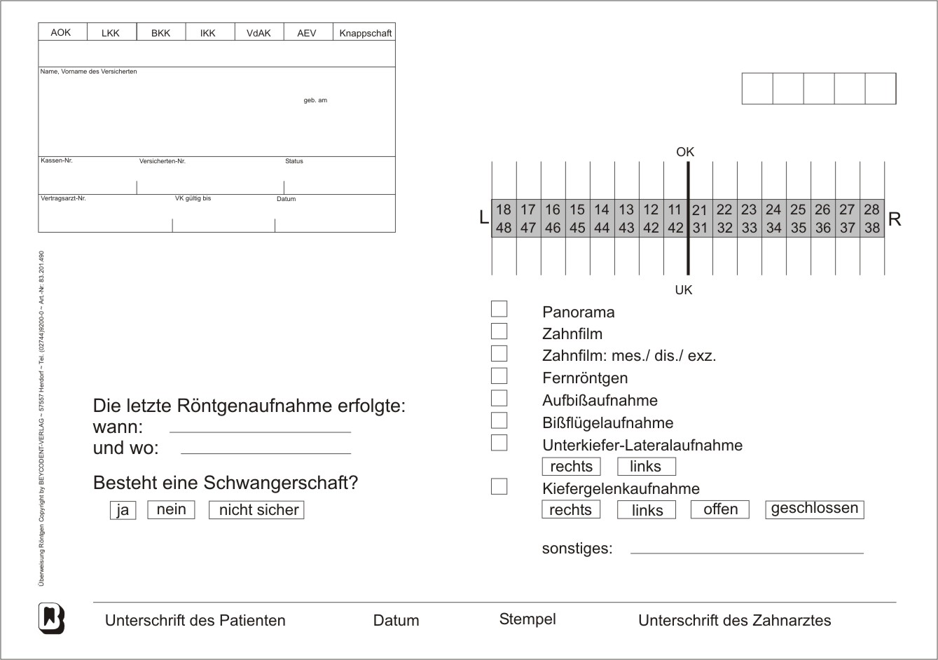 Röntgen-Überweisung
