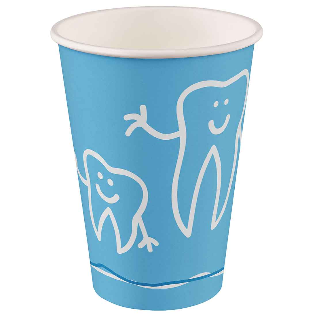 Mundspülbecher Hartpapier, recyclebar, Zahndesign blau, 180ml
