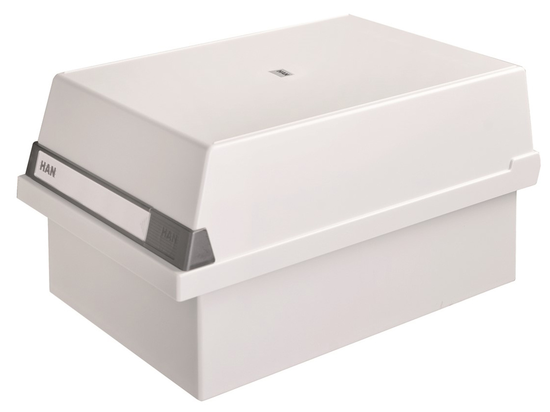 Karteikasten DIN A5 lang, mit Deckel, grau