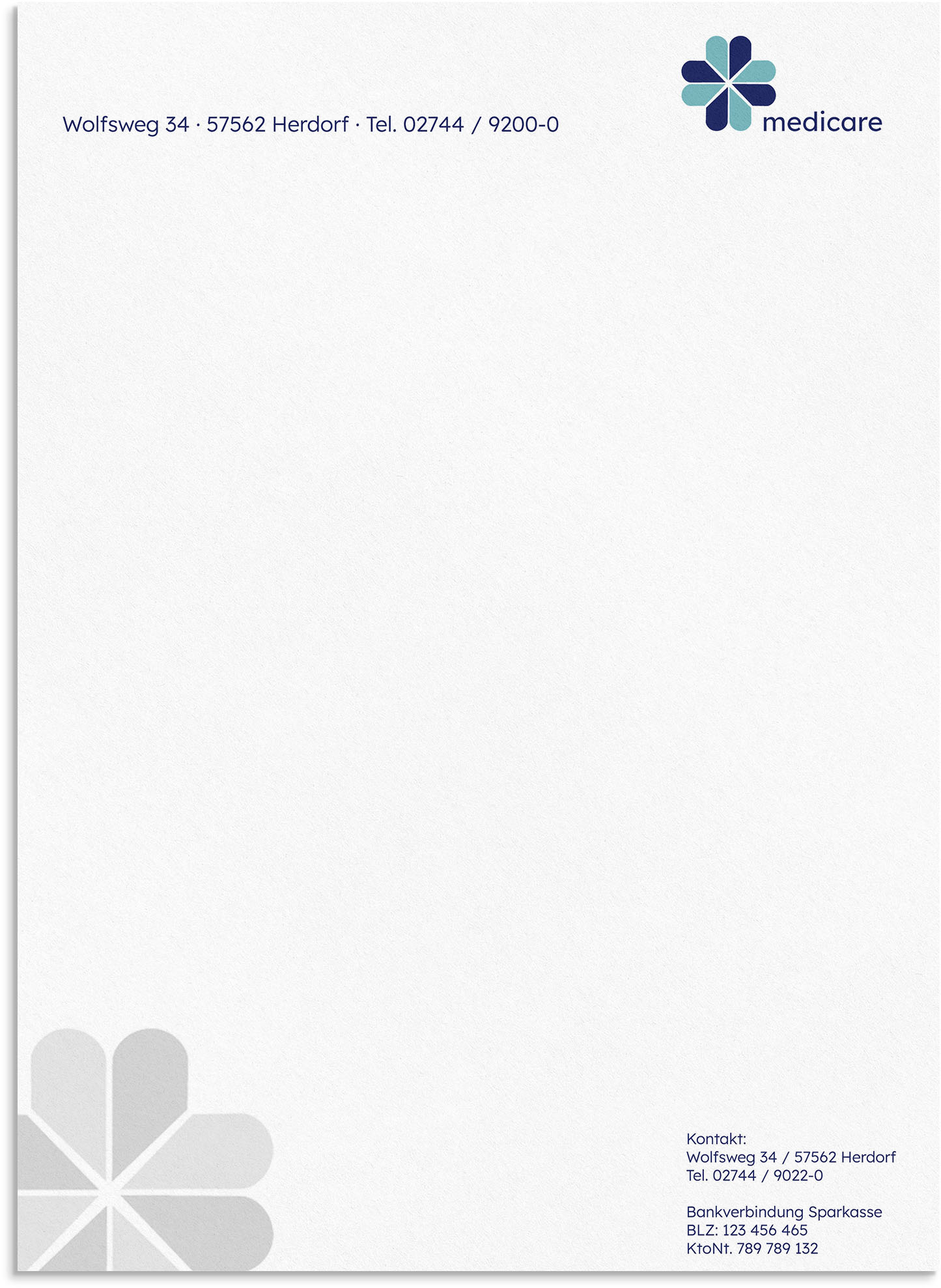 Geschäftsbriefbogen mit Praxiseindruck