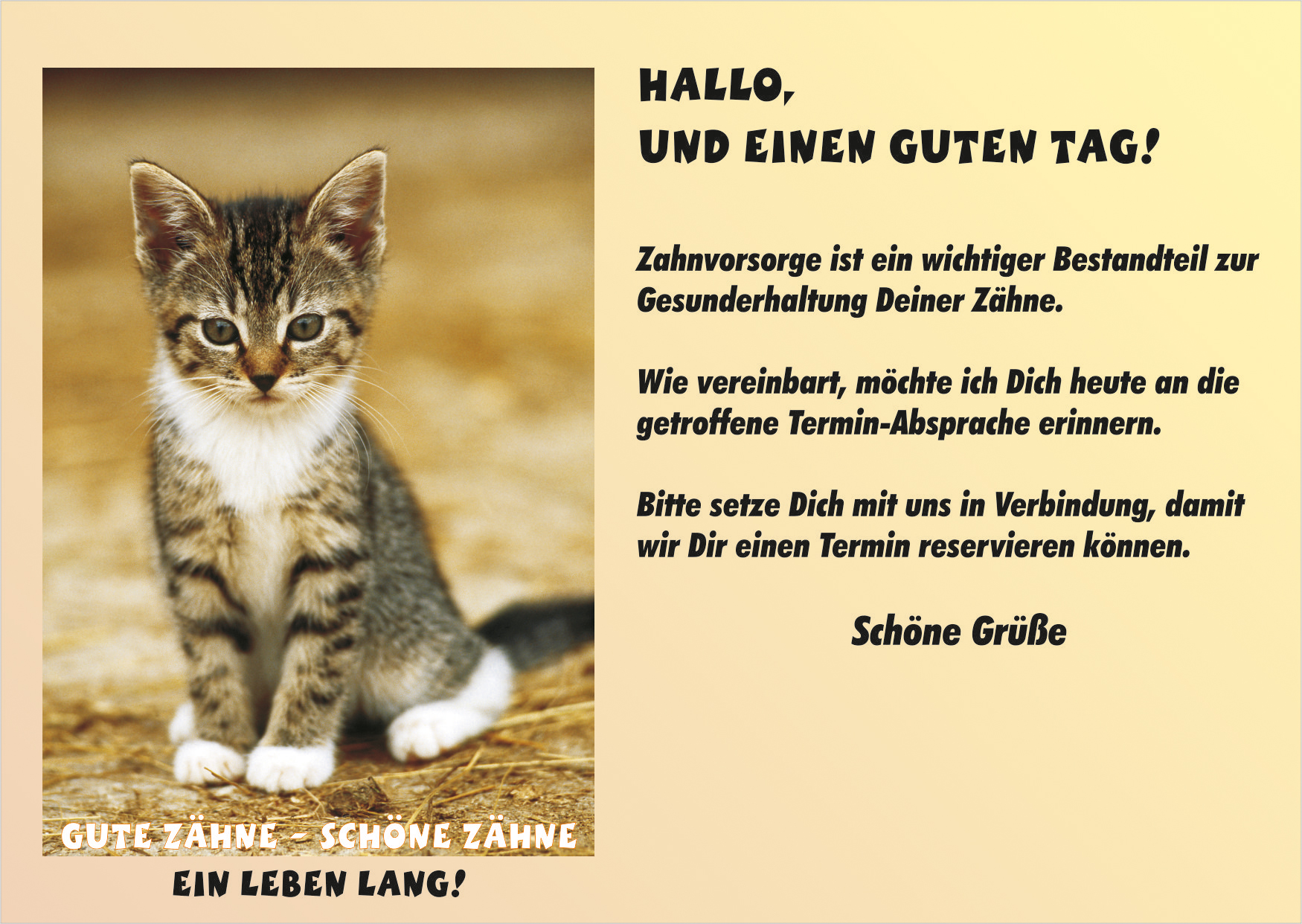 Zahnvorsorgekarte - Motiv: Katze