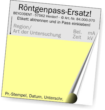 Röntgenpass-Etikett