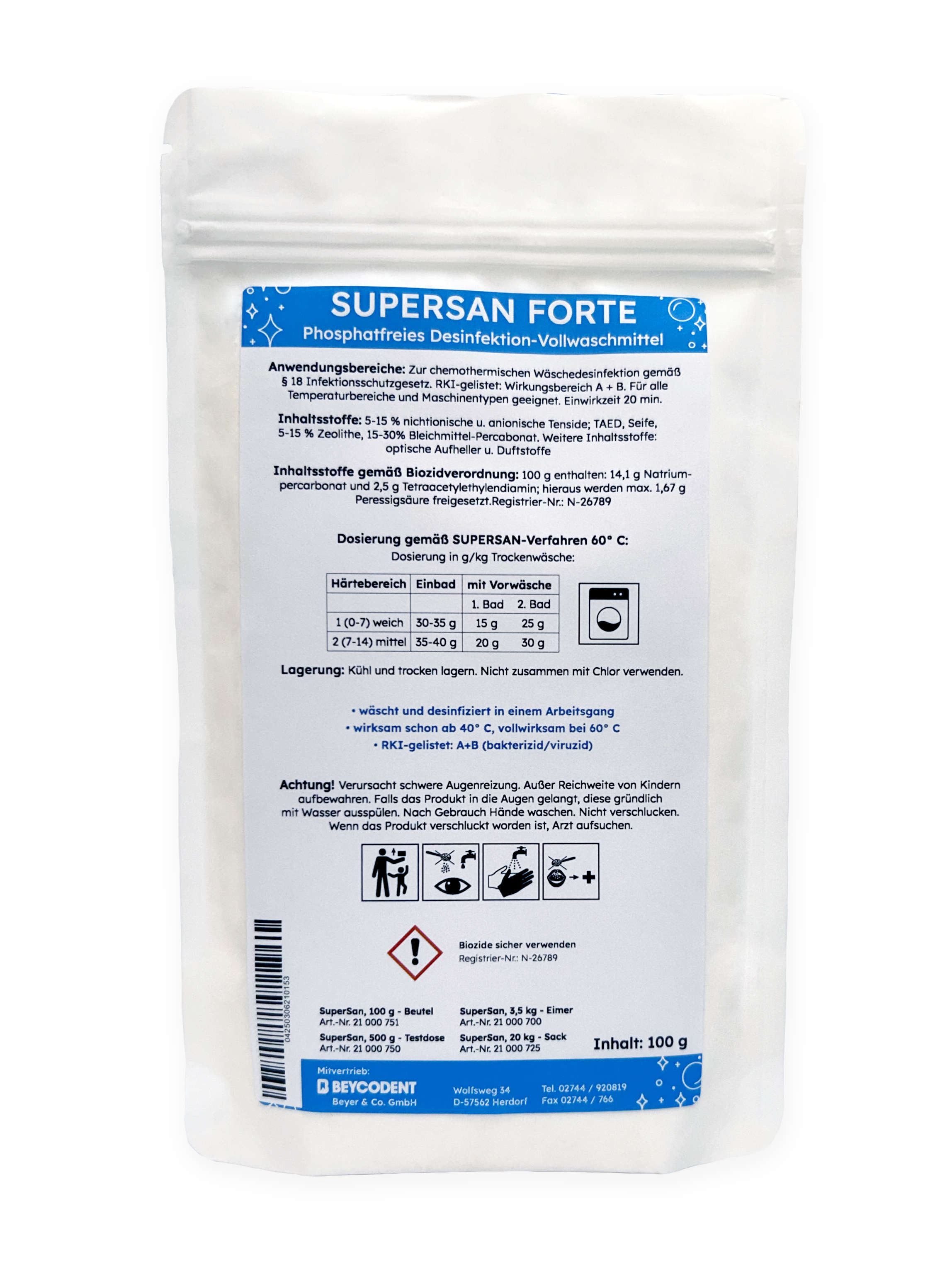 SuperSan forte 100 g, Desinfektions-Vollwaschmittel 