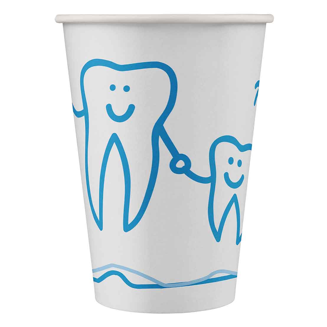 Mundspülbecher Hartpapier recyclebar Zahndesign weiß, 180 ml