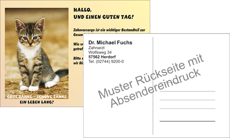Zahnvorsorgekarte mit Praxiseindruck