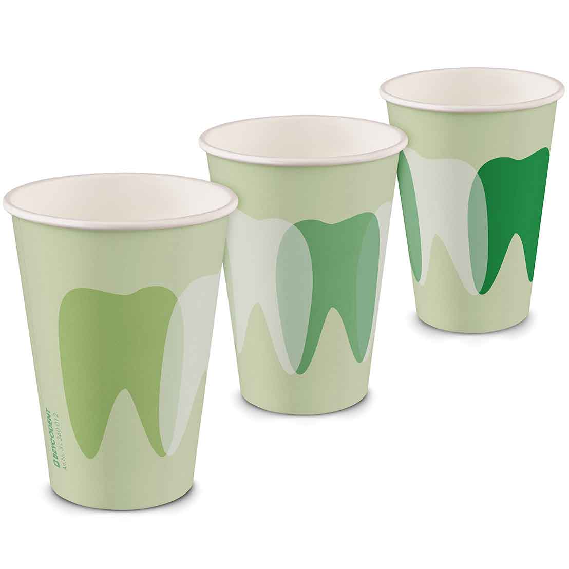 Mundspülbecher Hartpapier, recyclebar, Zahndesign grün, 180ml